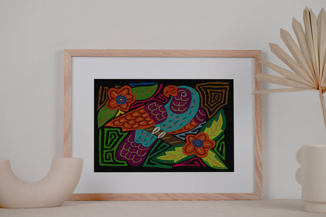 Blue-headed Parrot with Orange Flowers Mola