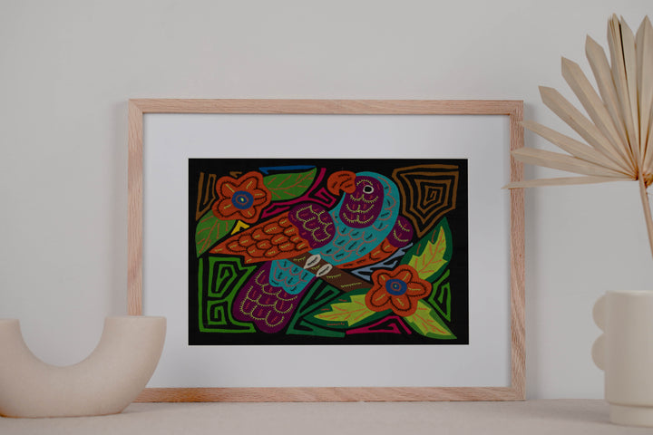 Blue-headed Parrot with Orange Flowers Mola