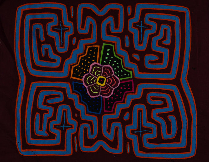 Maroon And Blue Floral Flower Mola