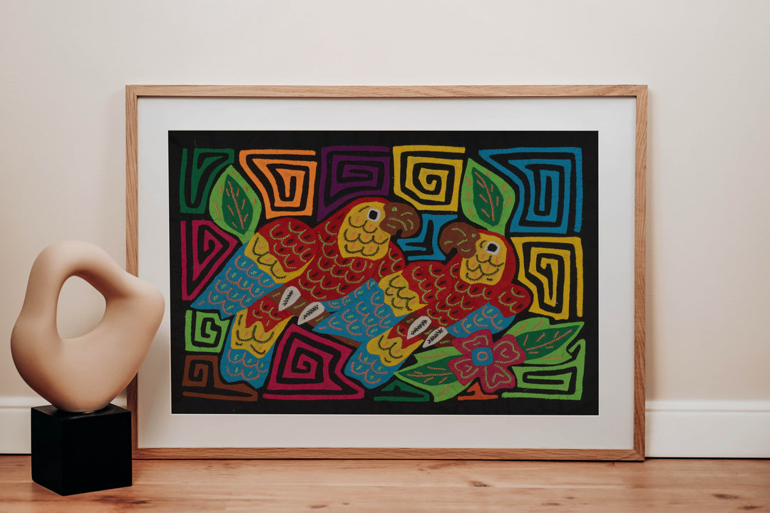 Fantasy Red Yellow And Blue Two Parrot Bird Mola