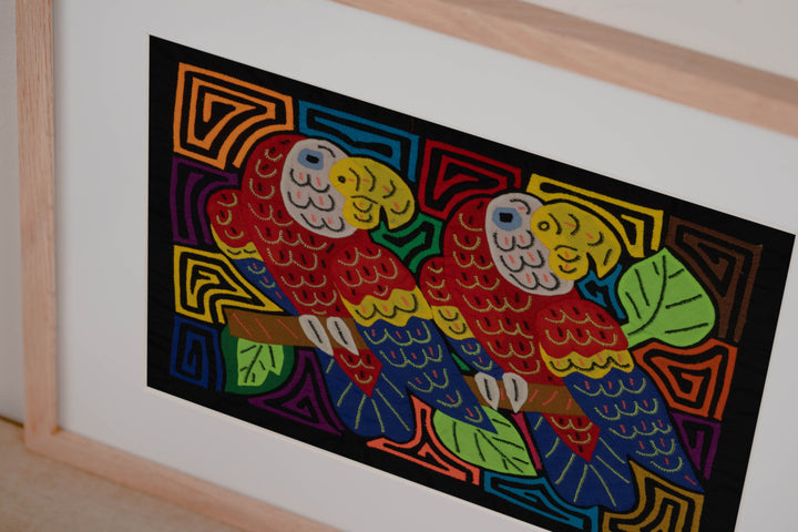 Fantasy Red Blue And Yellow Two Parrot Mola