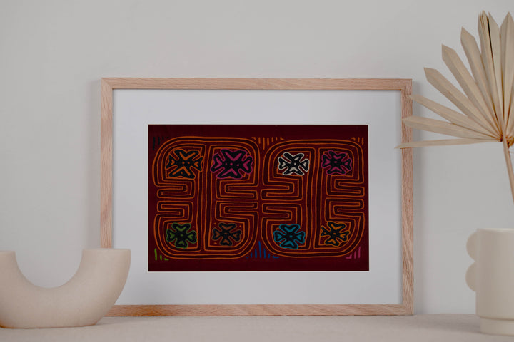 Traditional Burgundy And Orange Stars Galore Mola