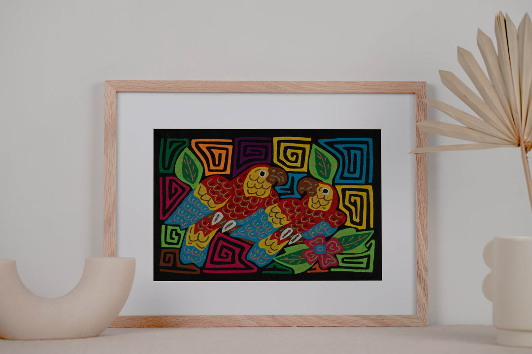 Fantasy Red Yellow And Blue Two Parrot Bird Mola