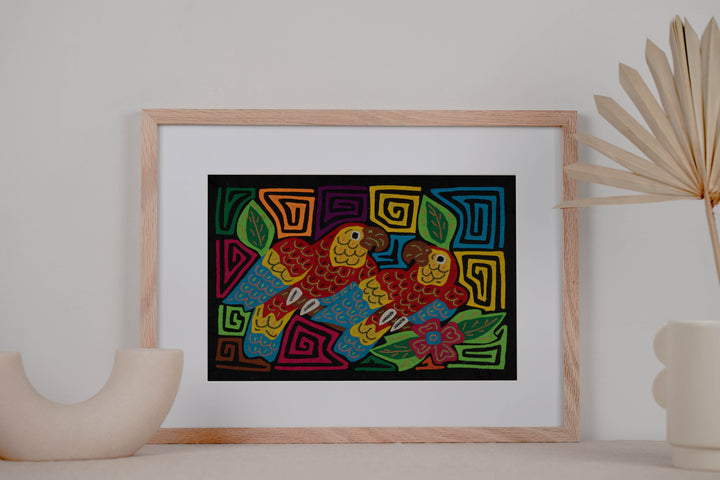 Fantasy Red Yellow And Blue Two Parrot Bird Mola