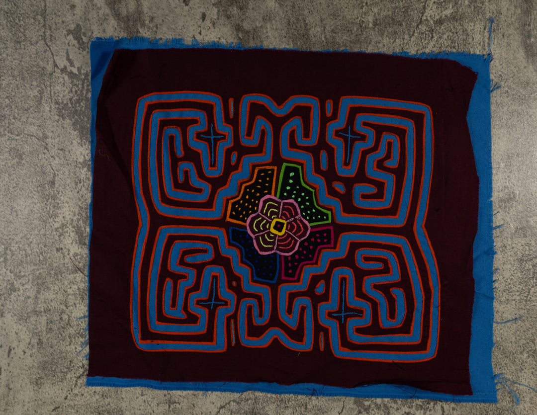 Maroon And Blue Floral Flower Mola