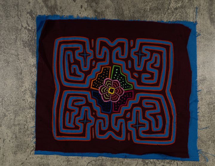 Maroon And Blue Floral Flower Mola