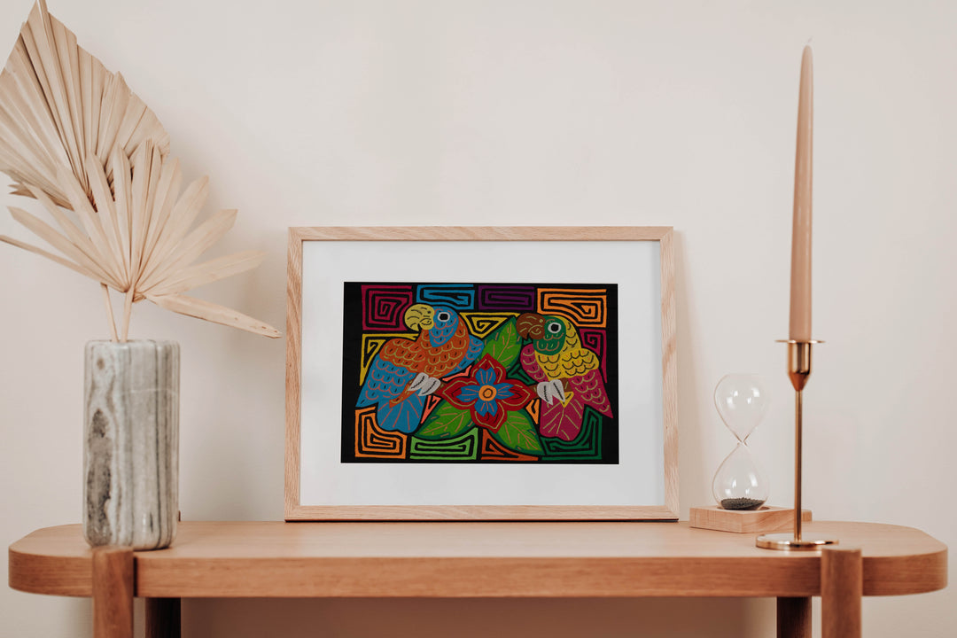 Fantasy Orange Blue And Yellow Two Parrot Bird Mola