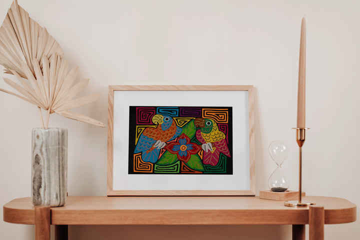 Fantasy Orange Blue And Yellow Two Parrot Bird Mola