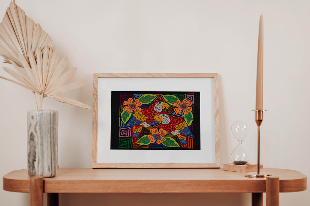 Fantasy Red Yellow And Blue Two Parrot Bird Mola