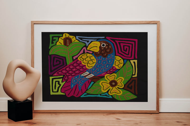 Fantasy Pink Blue And Yellow Parrot Bird Mola