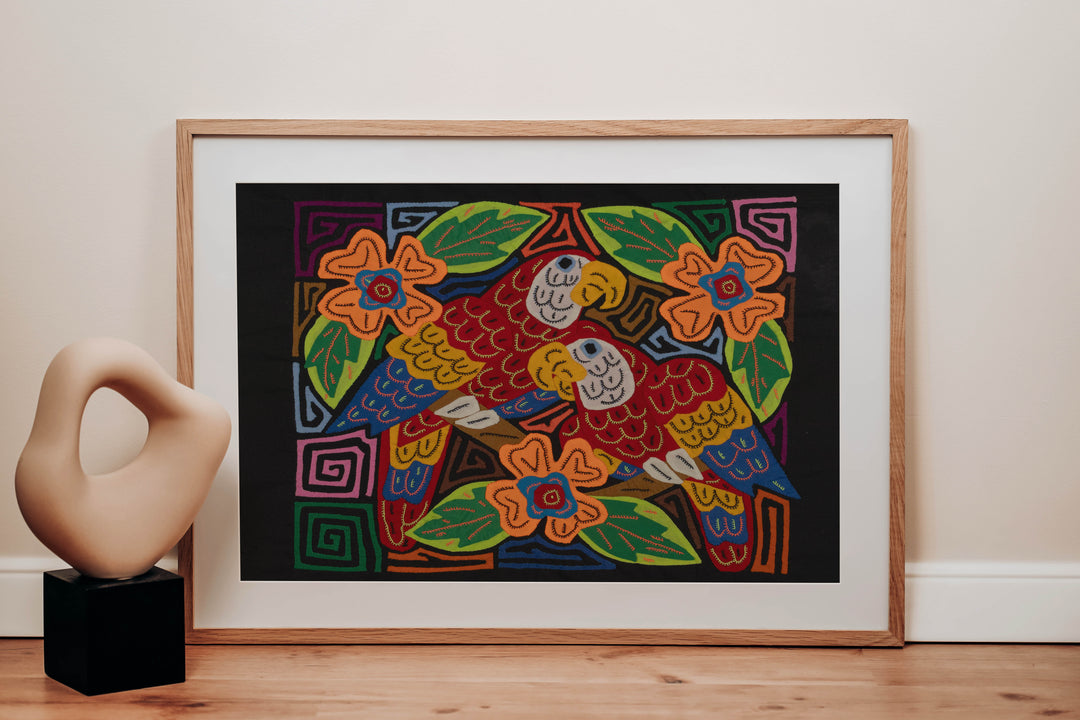 Fantasy Red Yellow And Blue Two Parrot Bird Mola