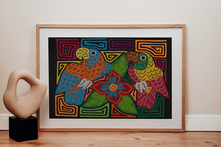 Fantasy Orange Blue And Yellow Two Parrot Bird Mola
