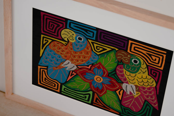 Fantasy Orange Blue And Yellow Two Parrot Bird Mola