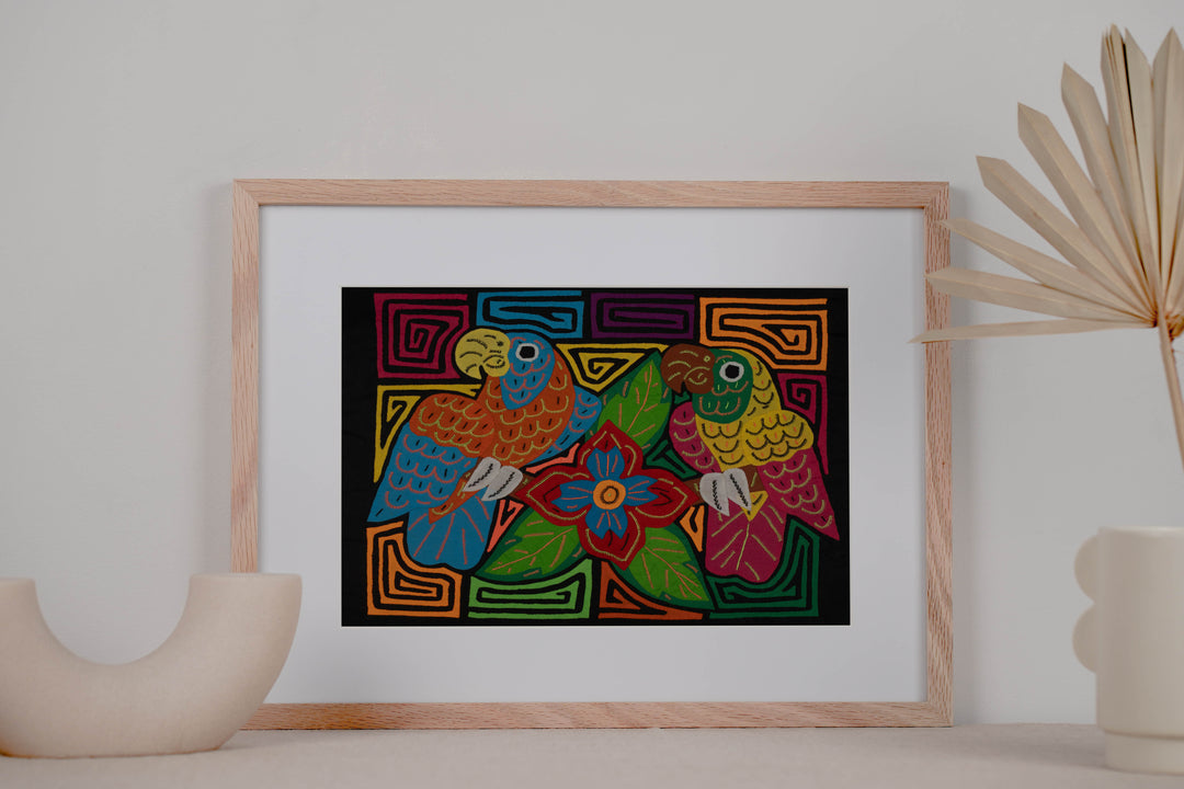 Fantasy Orange Blue And Yellow Two Parrot Bird Mola