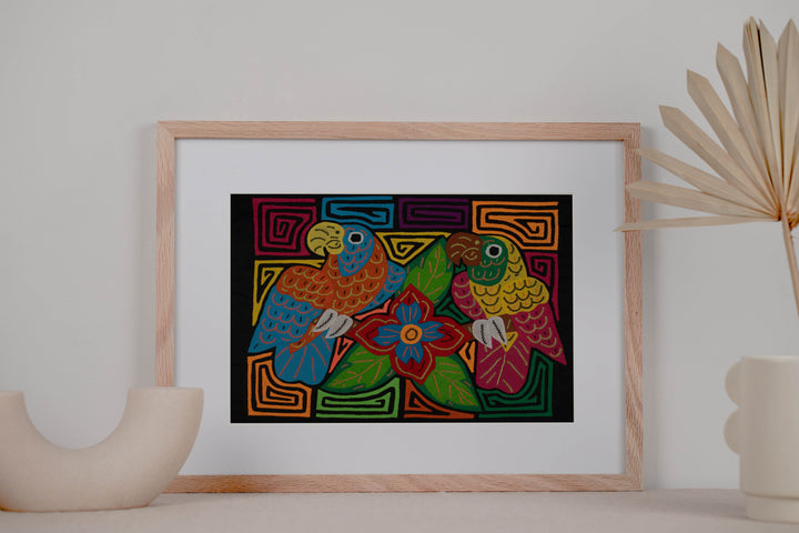 Fantasy Orange Blue And Yellow Two Parrot Bird Mola