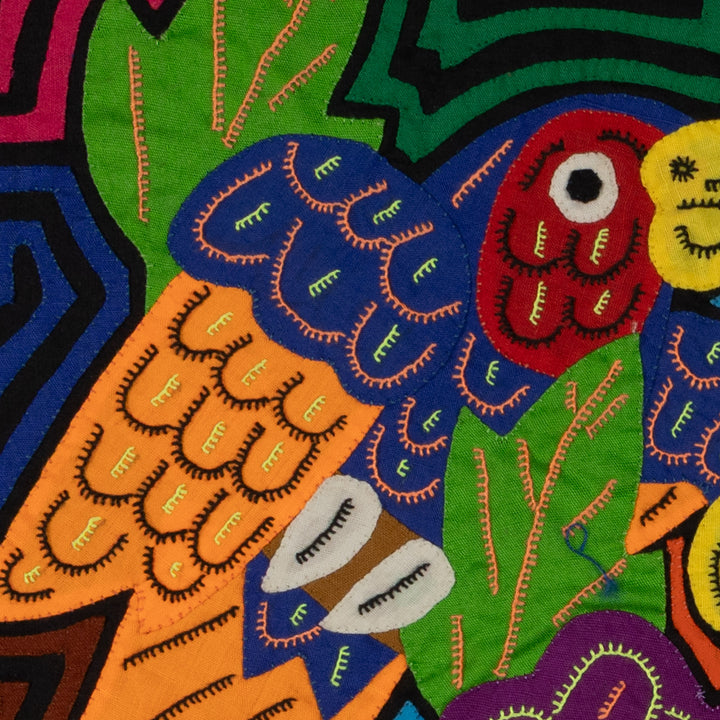 Fantasy Green And Orange Three Parrot Bird Mola