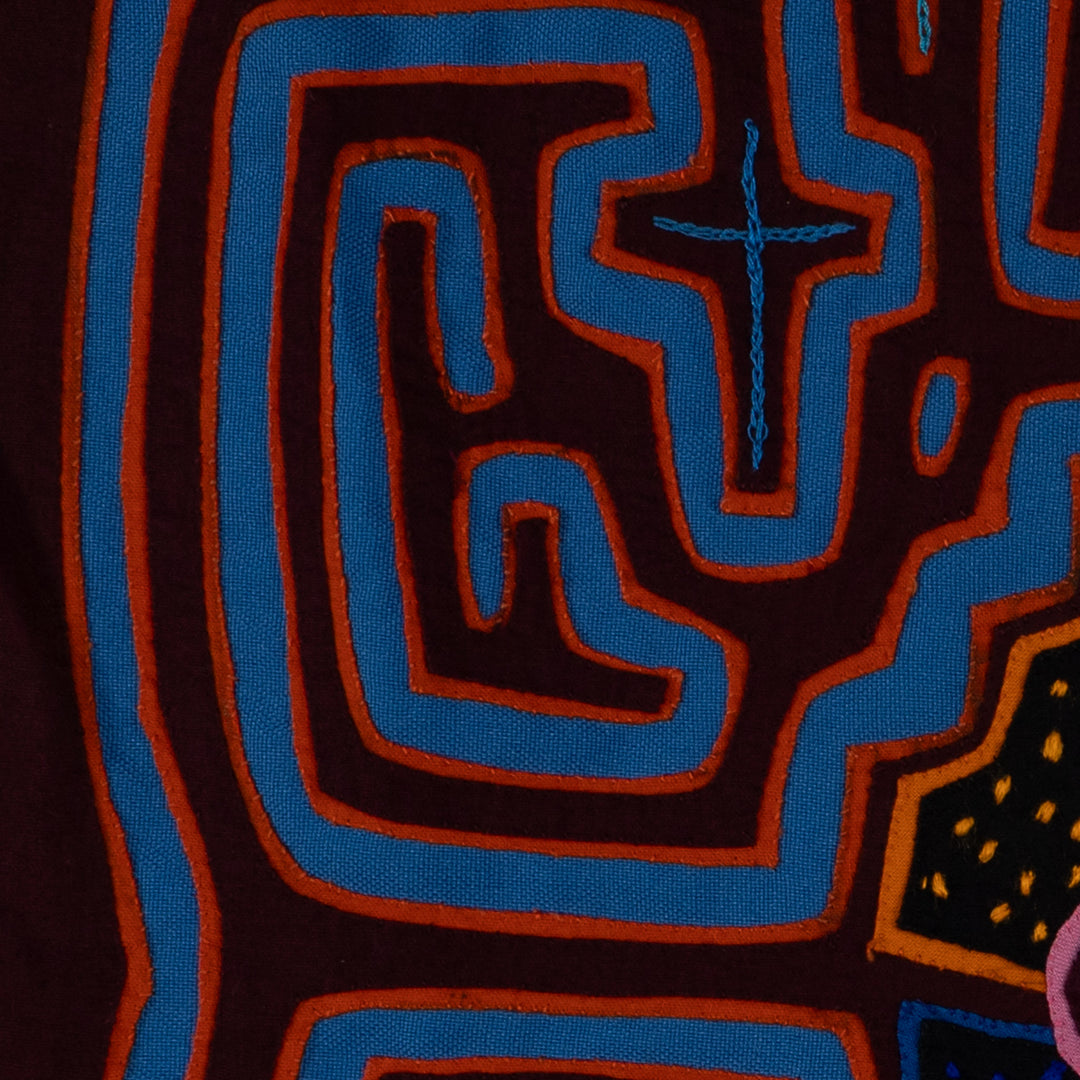 Maroon And Blue Floral Flower Mola