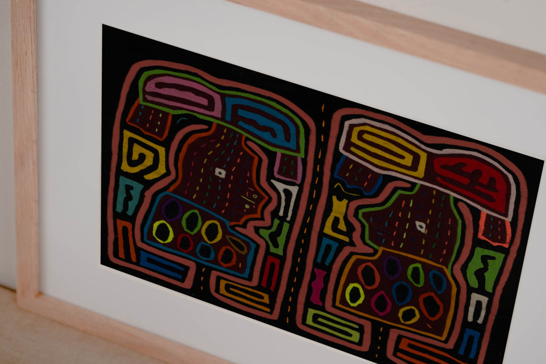 Traditional Pink And Black Basket Head Mola