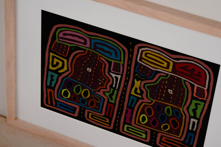 Traditional Pink And Black Basket Head Mola