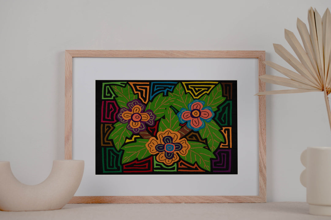 Three Jungle Flowers Mola