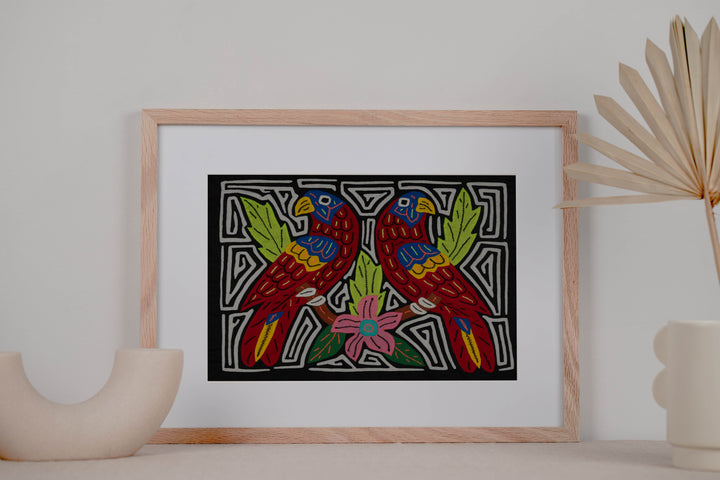 Fantasy Red Black And White Two Parrot Bird Mola