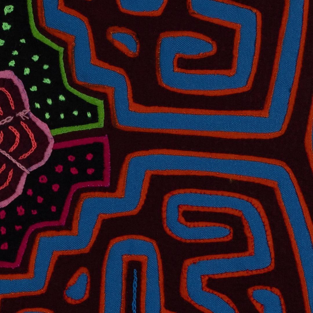 Maroon And Blue Floral Flower Mola