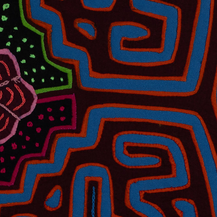 Maroon And Blue Floral Flower Mola