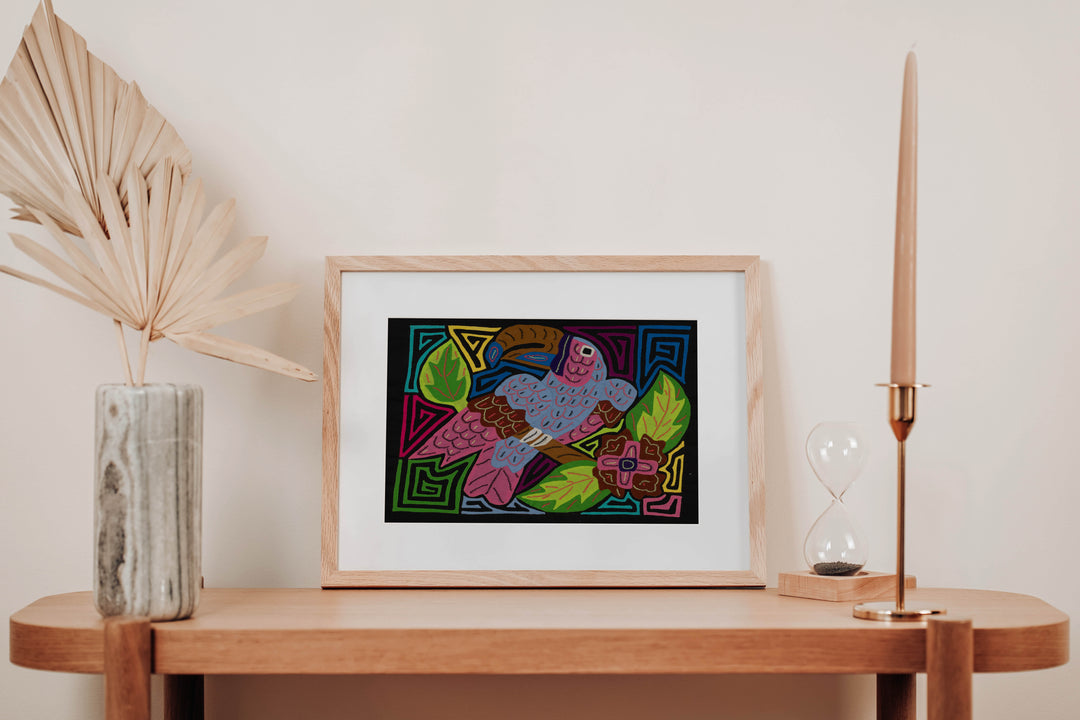 Fantasy Pink Gray And Green Toucan Parrot Bird Mola