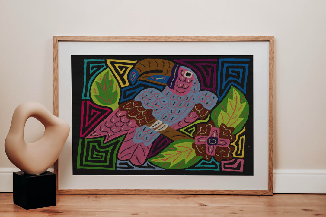 Fantasy Pink Gray And Green Toucan Parrot Bird Mola