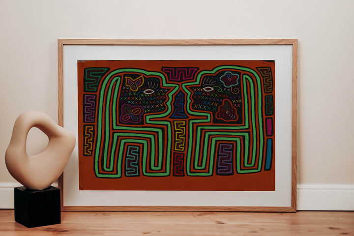 Orange And Green Twin Sister Mola