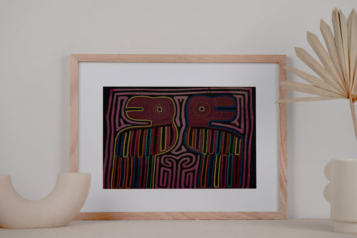 Vintage Black And Pink Toucan Bird Mola