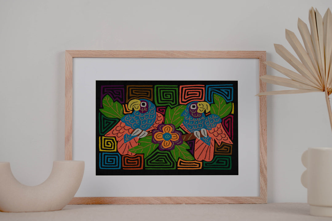 Fantasy Orange And Blue Two Parrot Bird Mola