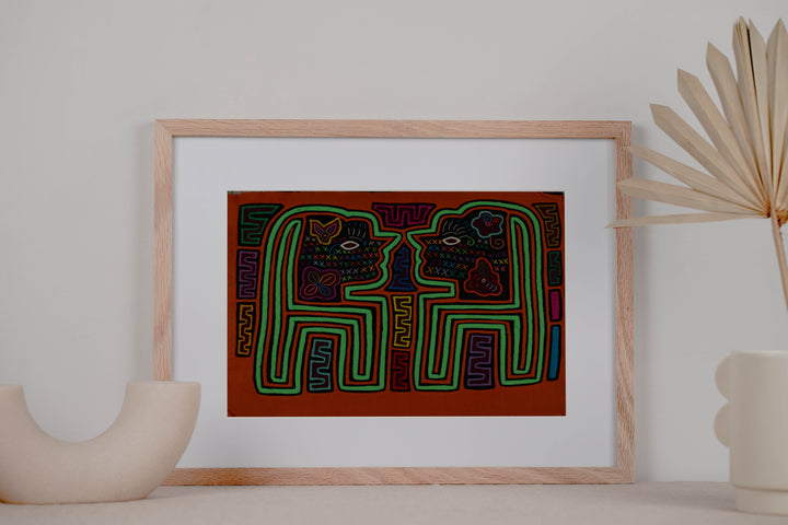 Orange And Green Twin Sister Mola