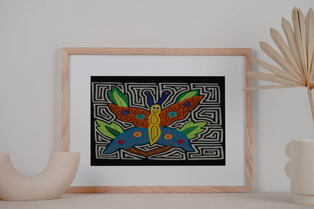 Fantasy Blue Orange And Yellow Happy Butterfly Mola