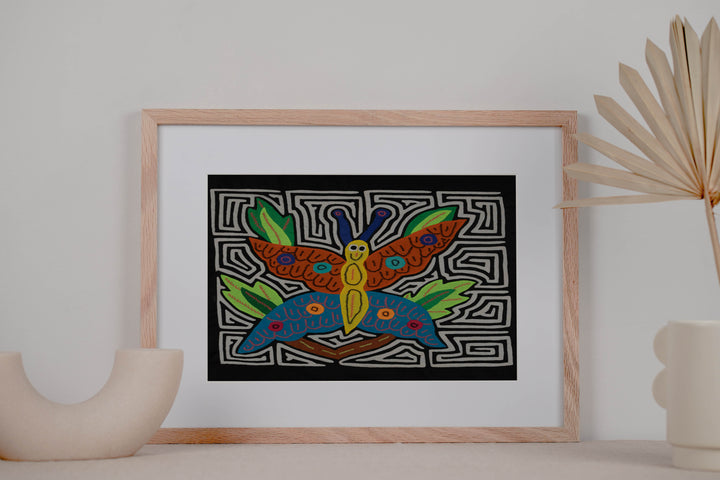 Fantasy Blue Orange And Yellow Happy Butterfly Mola