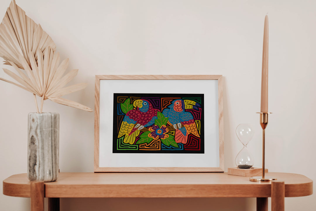 Parrot and Toucan with Flower Mola