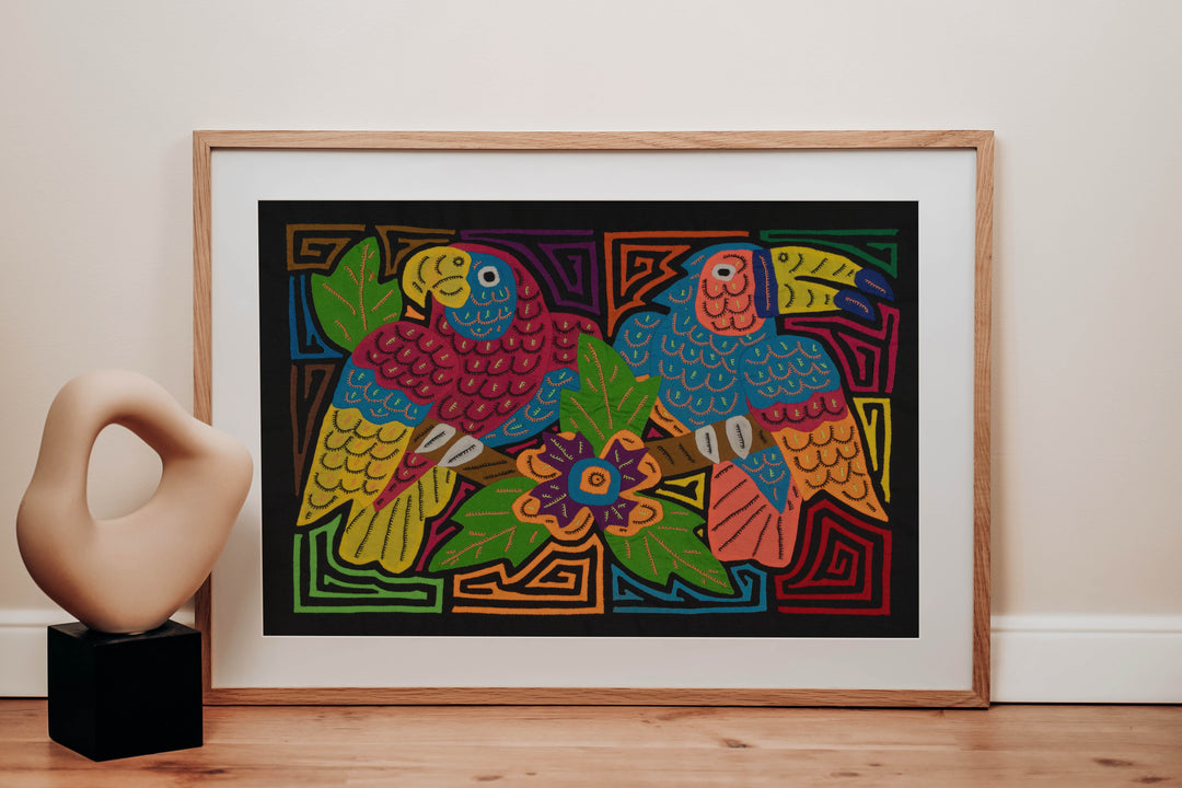 Parrot and Toucan with Flower Mola