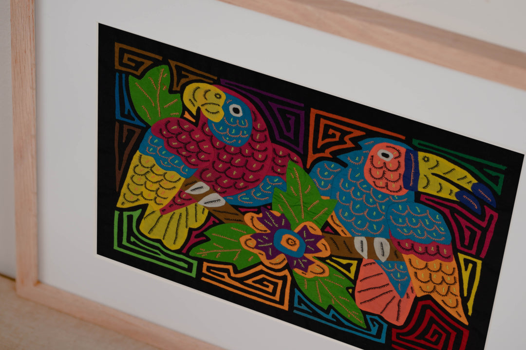 Parrot and Toucan with Flower Mola