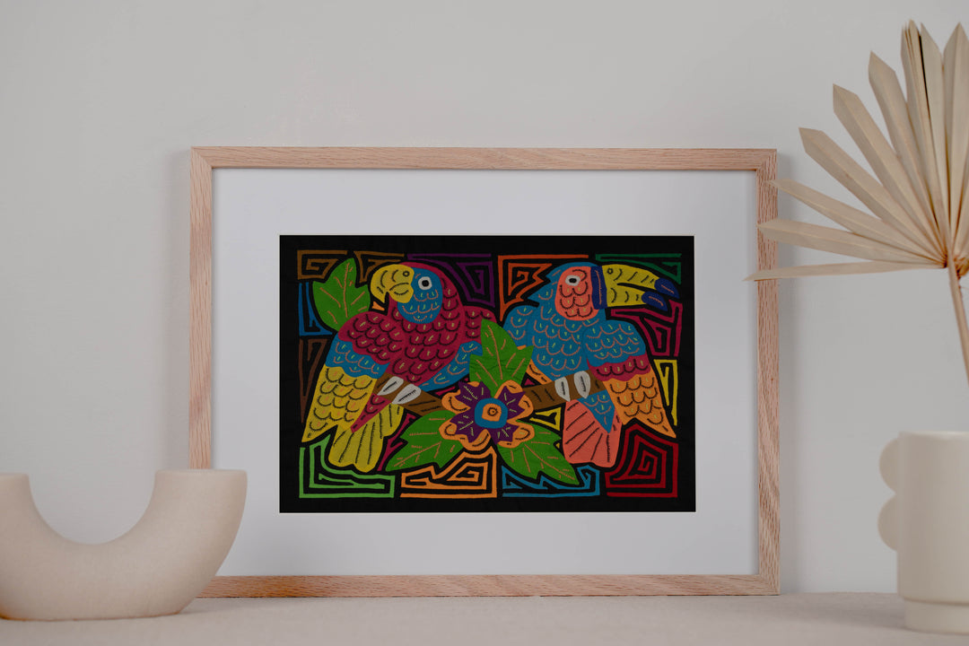 Parrot and Toucan with Flower Mola