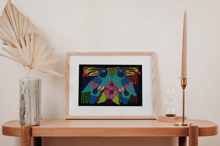 Fantasy Blue And Pink Two Toucan Bird Mola