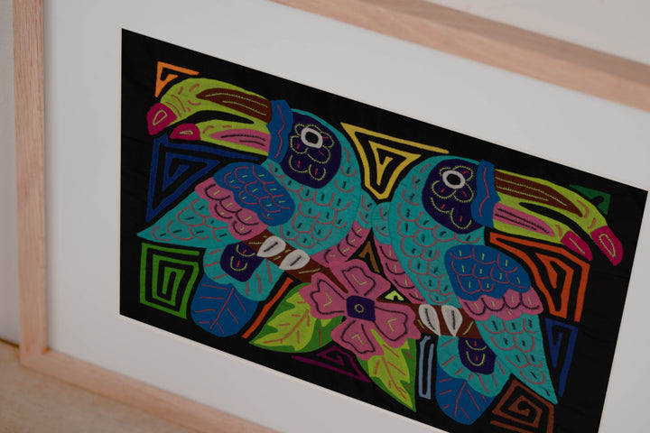 Fantasy Blue And Pink Two Toucan Bird Mola