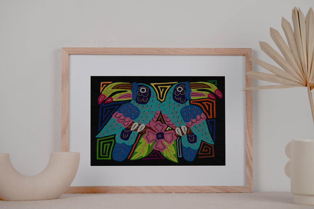 Fantasy Blue And Pink Two Toucan Bird Mola