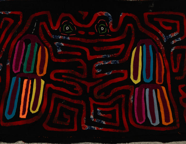 Vintage Black And Red Optical Illusion Frog Mola