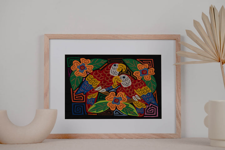 Fantasy Blue Red And Yellow Two Parrot Mola