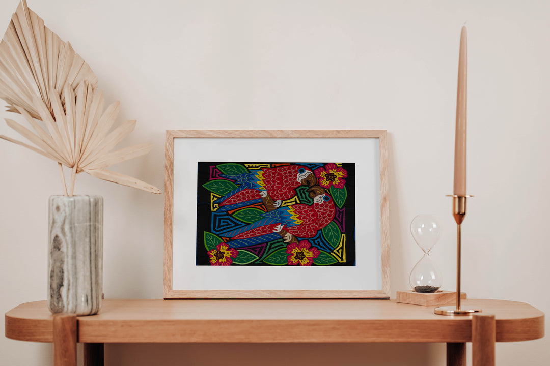 Fantasy Blue Red And Yellow Two Parrot Mola