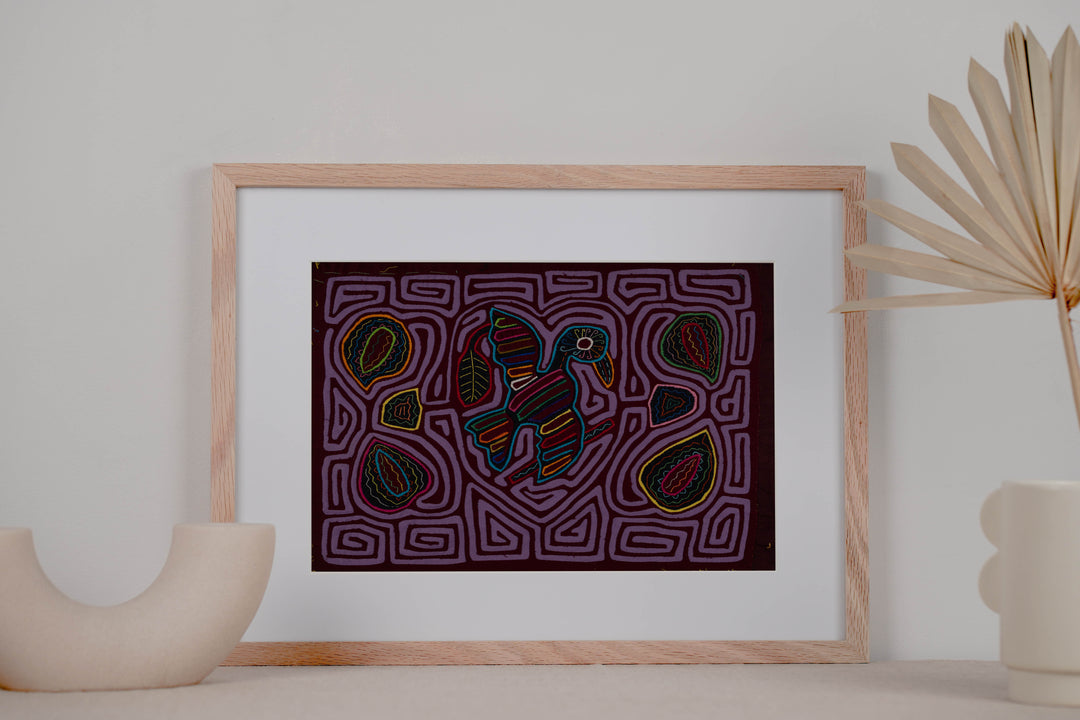 Traditional Purple On Purple Bird Mola