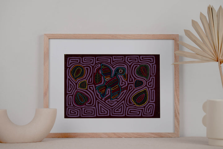 Traditional Purple On Purple Bird Mola