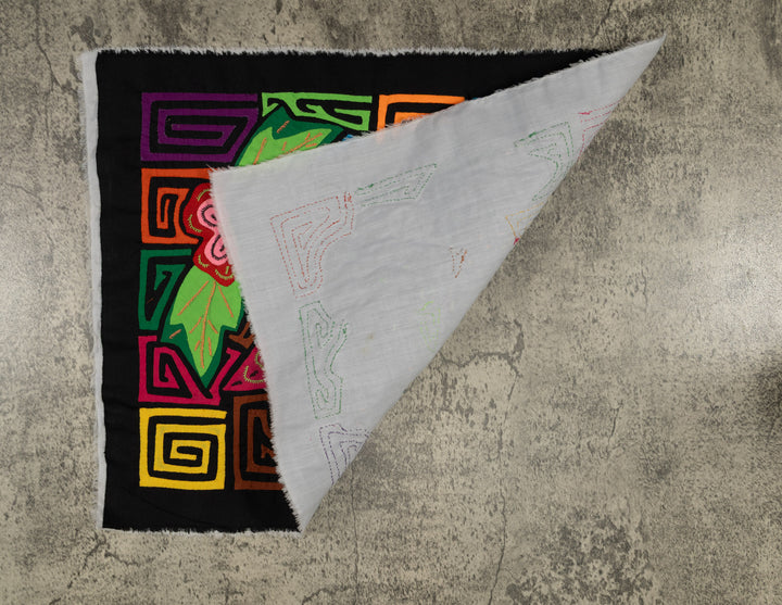 Blue Toucan Perched Among Jungle Flowers Mola