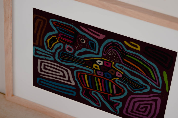 Classic Maroon And Turquoise Flying Witch Mola