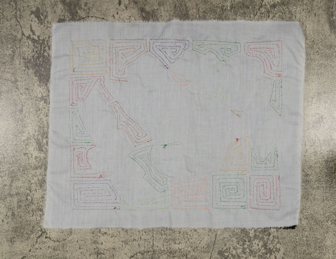 Blue Toucan Perched Among Jungle Flowers Mola